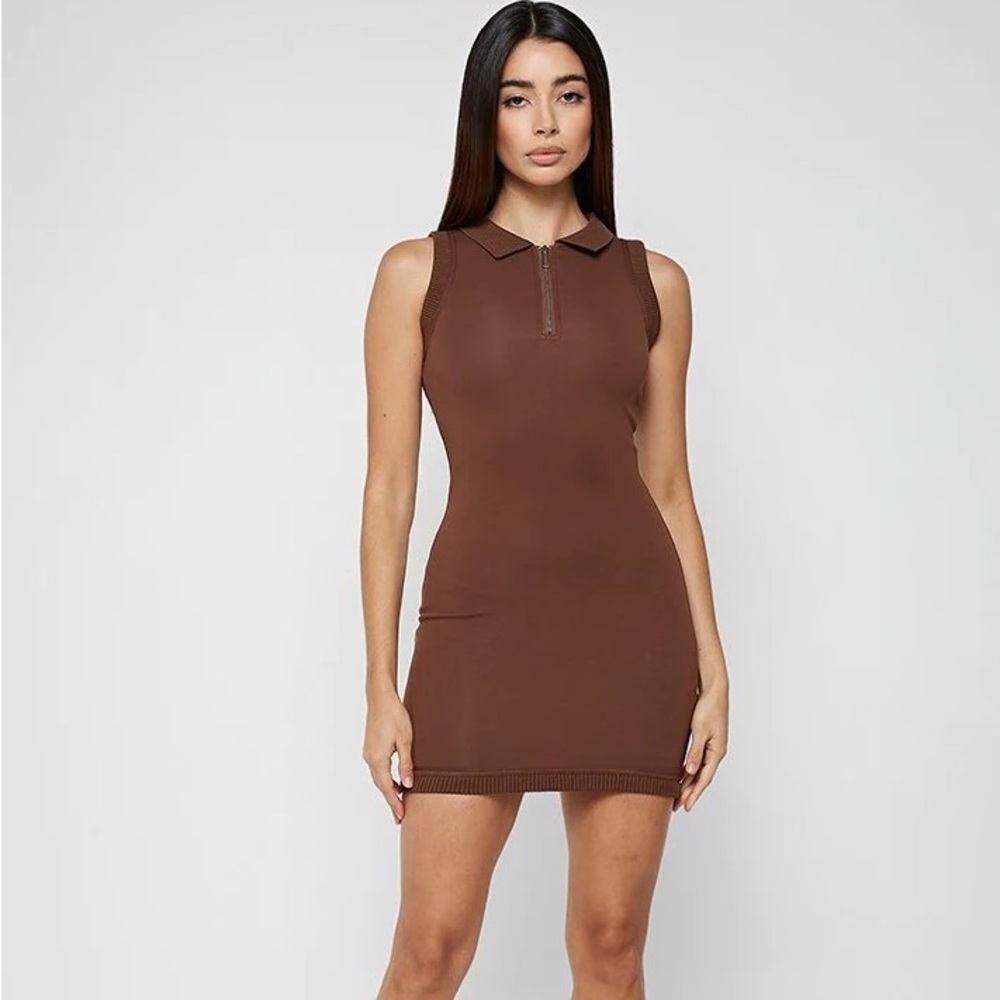 Manière de Voir Brown Polo Dress w/ Beige Suspender Corset - Picture 5 of 8